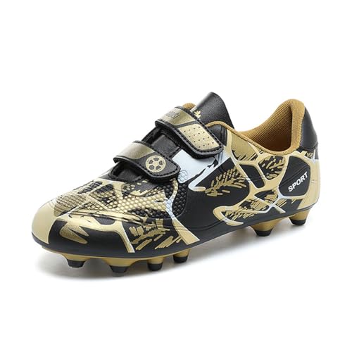 Kinder Sportschuhe Jungen Fußballschuhe Jugend Klettverschluss Lange Stollen Flache Sohle Leder Oberfläche Training Schuhe Für Grundschule Jungen Sportschuhe von Generisch