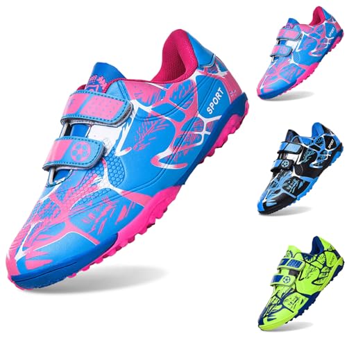 Kinder Sportschuhe Jungen Fußballschuhe Jugend Klettverschluss Stollen Flache Sohle Leder Oberfläche Training Schuhe Für Grundschule Jungen Sportschuhe von Generisch