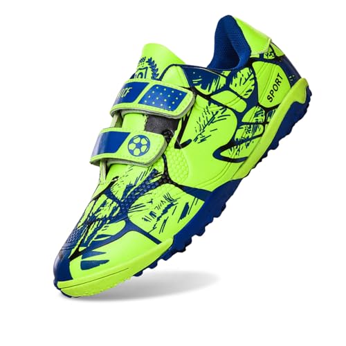 Kinder Sportschuhe Jungen Fußballschuhe Jugend Klettverschluss Stollen Flache Sohle Leder Oberfläche Training Schuhe Für Grundschule Jungen Sportschuhe von Generisch