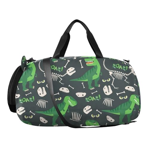 Kinder Sporttasche Netter Dinosaurier-Knochen Reisetasche Tasche für Sport Fitness Reisen Trainingstasche Gym Bag von Generisch