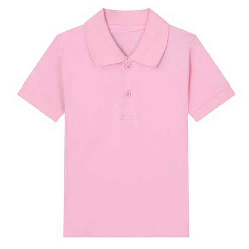 Kinder T-Shirt Baumwolle Revershemd Einfarbig Button Down Atmungsaktiv Kurze Oberteile Sommer Casual Poloshirt Kinderkleidung für Mädchen Basic Tshirt Rosa 14 Jahre von Generisch
