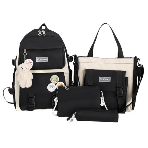 Kinder-Tragetaschen-Set | Kinder-Rucksack-Set – 4-teiliges Reiserucksack mit Federmäppchen, Tragetasche, Aufbewahrung, Tagesrucksack, Schultasche für Laptop, Handys, Bücher, Schwarz , Refer to Kinder-Tragetaschen-Set | Kinder-Rucksack-Set – 4-teiliges Reiserucksack mit Federmäppchen, Tragetasche, Aufbewahrung, Tagesrucksack, Schultasche für Laptop, Handys, Bücher, Schwarz , Refer to von Generisch