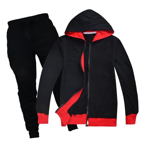 Kinder Trainingsanzug Jungen 116/122 Schwarz Lang Jogginganzug Baumwolle Mädchen Set Mit Einfarbig Sweatjacke Und Hose Sportanzug 2 Teilig Freizeitanzug Sport Bekleidungsset Autumn Winter Kids von Generisch