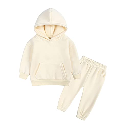Kinder Trainingsanzug Jungen 140 Beige Lang Jogginganzug Baumwolle Mädchen Einfarbig Fleecepullover Mit Hose Set Sportanzug 2 Teiliges Outfit Sportbekleidung Jogging Freizeitanzug Autumn Winter von Generisch