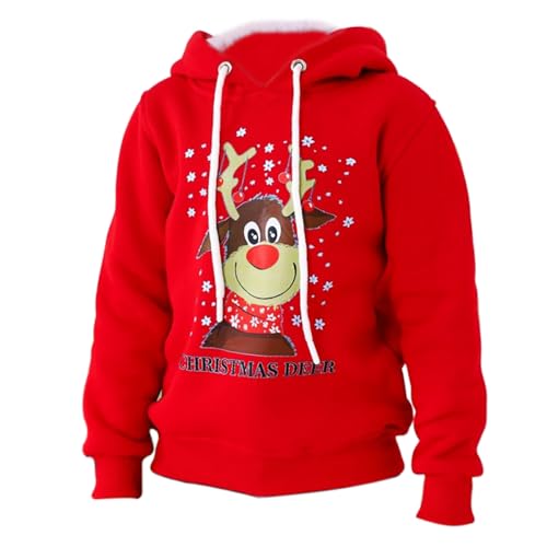 Kinder Weihnachten Sweatshirt | Jungen/Girl | Langarmshirt Pullover | Baumwolle | Casuals | Winterpullover | Rudolph Rentier | (DE/NL/SE/PL, Numerisch, 122, Regular, Pattern 1) von Generisch