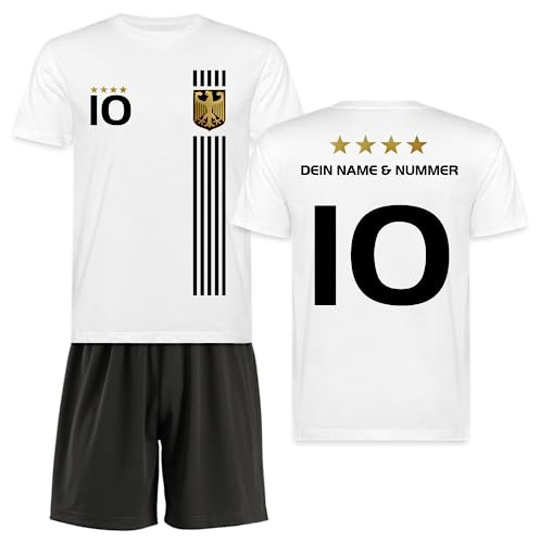 Kinder & Unisex Personalisiertes Fußball Trikot aus 100% Baumwolle Deutschland Set T-Shirt von Generisch