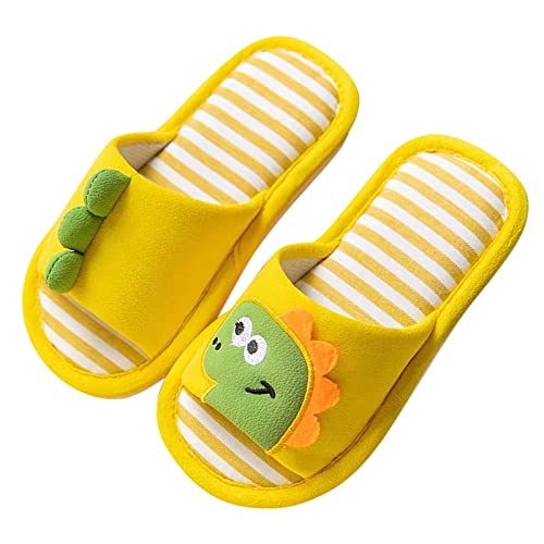 Kinderhausschuhe 28 für Kleinkinder mit offener Spitze, Baumwolle, Leinen, Komfort-Slip-on, Hausschuhe für Mädchen Jungen Mit Fell Kinder (B, 33.5 Big Kids) von Generisch