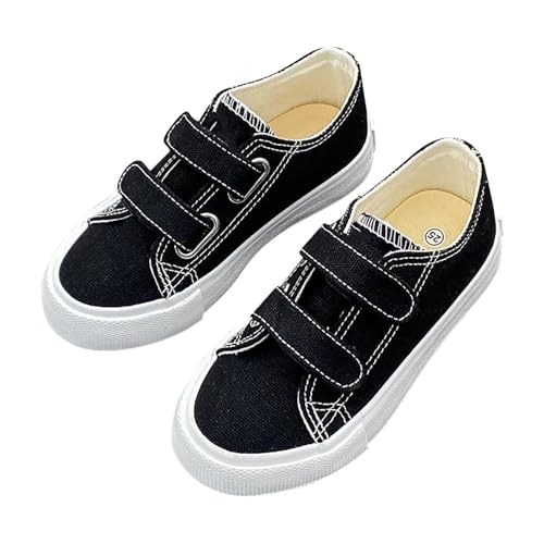 Kinderhausschuhe Junge Hakenschlaufe Canvas-Sneakers für Mädchen Jungen, weiche Modeschuhe (Black, 33 Big Kids) von Generisch