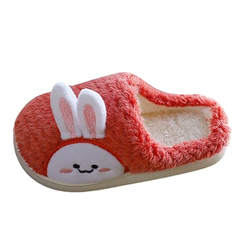 Kinderhausschuhe Kinder Winter warme Hause warme Hausschuhe 3D Cartoon Druck Kinder Hause Hausschuhe Socken Gummisohle (Red, 31.5 Little Child) von Generisch