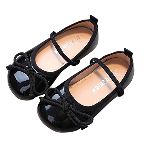 Kindersandale Prinzessin Schuhe Rutschfeste weiche Sohle Lederschuhe Bowknot Einzelschuhe Fahrrad Sandalen Damen (Black, 28.5 Little Child) von Generisch