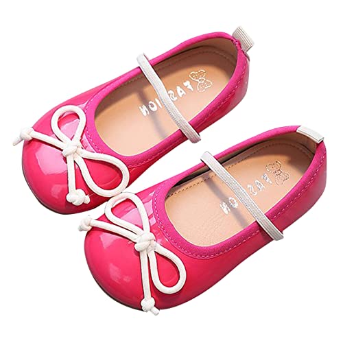 Kindersandale Prinzessin Schuhe Rutschfeste weiche Sohle Lederschuhe Bowknot Einzelschuhe Fahrrad Sandalen Damen (Red, 27.5 Little Child) von Generisch