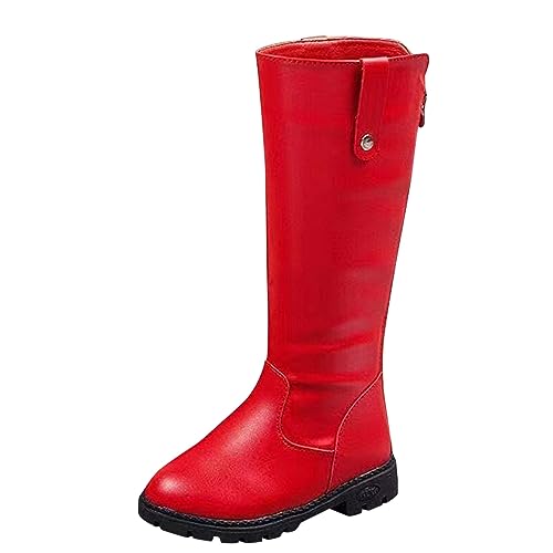 Kinderschuhe, Dicke Sohle, Bequeme Freizeitstiefel mit weicher Sohle, modische Freizeitstiefel mit weicher Sohle Winterschuhe Kinder 32 (Red, 28 Little Child) von Generisch