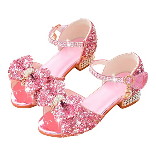 Kinderschuhe 2 Jahre Jungen Sommer Weichen Boden Atmungsaktive rutschfeste High Heel Strass Bogen Kinder Mode Prinzessin Sandalen Wasserschuhe Kinder (29 Little Child) von Generisch