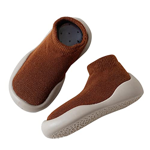 Kinderschuhe Jungen 1 Jahr Frühling Baby Home Bodensocken Weiche Gummisohle Baby-Kleinkind-Schuhe gestrickt Ballettschuhe Mädchen (Brown, 22.5 Toddler) von Generisch