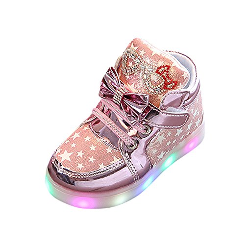 Kinderschuhe Mädchen 22 Kleinkind Baby Fashion- Star Luminous Kinder beiläufige Bunte leichte Schuhe Wasserschuhe Kinder (Pink, 21) von Generisch