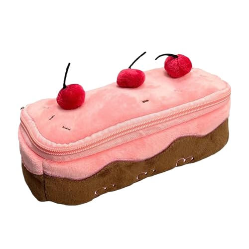 Kirsch-Federmäppchen – Rosa Plüsch-Kirschkuchen-Stifttasche, Mädchen-Bleistiftbox Mit Großem Fassungsvermögen, Süßes Federmäppchen Mit Reißverschluss Kirsch-Federmäppchen – Rosa Plüsch-Kirschkuchen-Stifttasche, Mädchen-Bleistiftbox Mit Großem Fassungsvermögen, Süßes Federmäppchen Mit Reißverschluss von Generisch