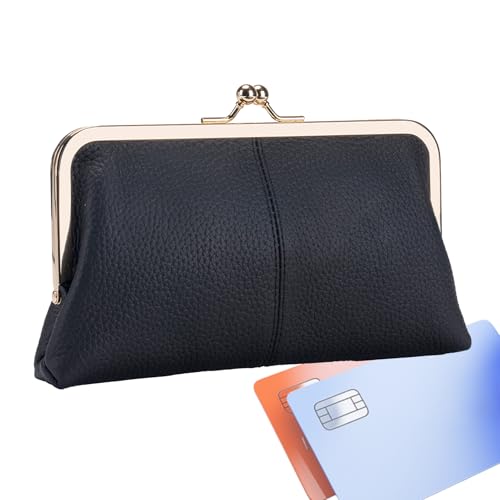 Kiss Lock Clasp Coin Purse - Mini -Geldbeutel, klassische Münzbeutel, kompakte Brieftasche Hülle | Elegantes Design mit Schnappverschluss und glattem Stoff für Gelegenheitsausflüge Geschenkideen Geldb von Generisch