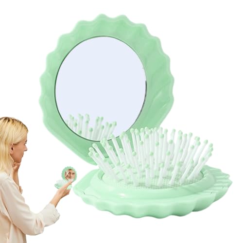 Klappbare Haarbürste - Schalenförmige Taschenbürste Für Damen - Kopfhautmassagekamm Mini Kosmetikspiegel Set für Damen Mädchen Alltags Pflege Bad Auto Camping Reise Klappbare Haarbürste - Schalenförmige Taschenbürste Für Damen - Kopfhautmassagekamm Mini Kosmetikspiegel Set für Damen Mädchen Alltags Pflege Bad Auto Camping Reise von Generisch