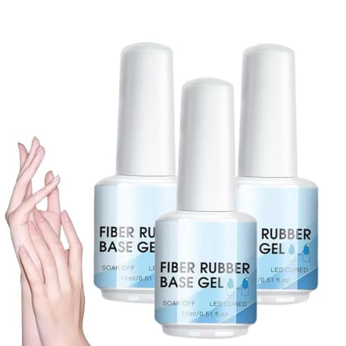 Klarer Glasfaser-Basis-Gel-Nagellack, Nagelreparatur-Gel, Maniküre-Zubehör für Salon, Zuhause, Reisen und Outdoor (3 Stück) von Generisch