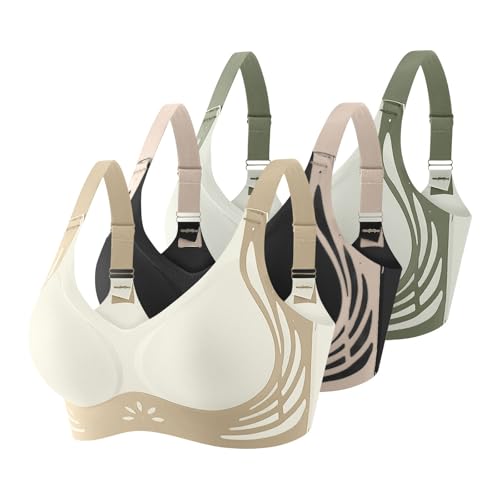 Klassische BHS Damen Ohne Bügel Komfort Nahtlos BH Set 3er Pack Sport BH Push Up mit Verstellbarem Bustier Große Brüste Unterwäsche Starker Halt Trainings Schlaf BHS Gepolstert für Alltag Yoga von Generisch