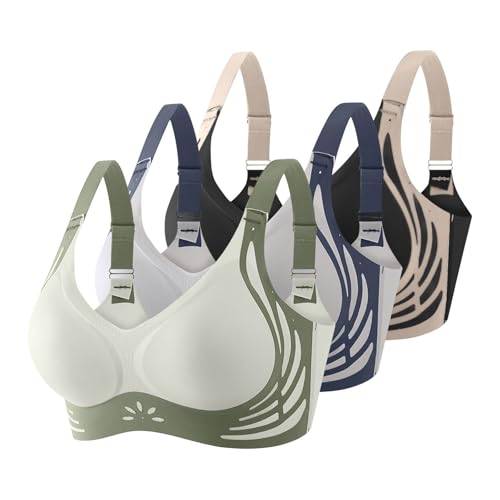 Klassische BHS Damen Ohne Bügel Komfort Nahtlos BH Set 3er Pack Sport BH Push Up mit Verstellbarem Bustier Große Brüste Unterwäsche Starker Halt Trainings Schlaf BHS Gepolstert für Alltag Yoga von Generisch
