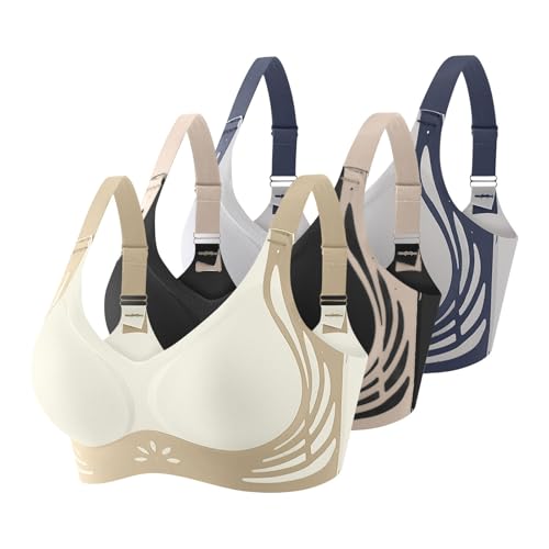 Klassische BHS Damen Ohne Bügel Komfort Nahtlos BH Set 3er Pack Sport BH Push Up mit Verstellbarem Bustier Große Brüste Unterwäsche Starker Halt Trainings Schlaf BHS Gepolstert für Alltag Yoga von Generisch