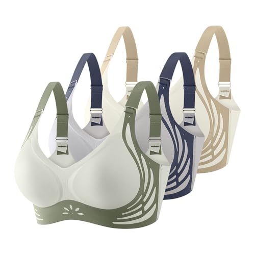 Klassische BHS Damen Ohne Bügel Komfort Nahtlos BH Set 3er Pack Sport BH Push Up mit Verstellbarem Bustier Große Brüste Unterwäsche Starker Halt Trainings Schlaf BHS Gepolstert für Alltag Yoga von Generisch
