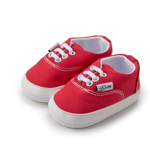 Klassische Baby Lauflernschuhe mit weicher Gummisohle für Indoor Outdoor Aktivitäten (Red, 19 Infant) von Generisch