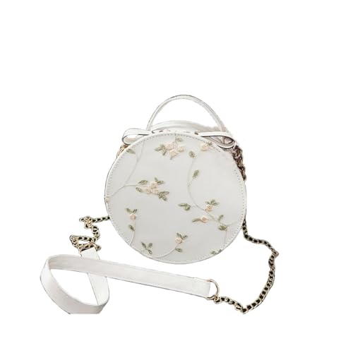 Klassische Kuriertasche, Handtasche, rund, einfarbig, klein, modische Tasche, Farbe, frische Umhängetasche, Spitze, extra große Tragetasche für Damen, weiß, Einheitsgröße Klassische Kuriertasche, Handtasche, rund, einfarbig, klein, modische Tasche, Farbe, frische Umhängetasche, Spitze, extra große Tragetasche für Damen, weiß, Einheitsgröße von Generisch