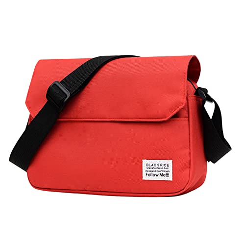 Klassische Kuriertasche, Nylon-Umhängetasche, Crossbody-Tasche für Herren oder Damen, Laptop, Kurier- und Schultertaschen, rot, Einheitsgröße von Generisch