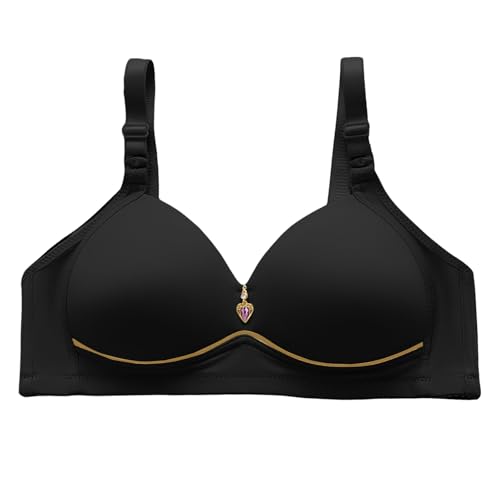 Klassische Nahtlos BHS Damen Modisch Rhinestone BH Ohne Bügel Sport BH Starker Halt Trainings Schlaf BHS Gepolstert für Alltag Yoga P-ush Up mit Verstellbarem Bustier Große Brüste Unterwäsche von Generisch