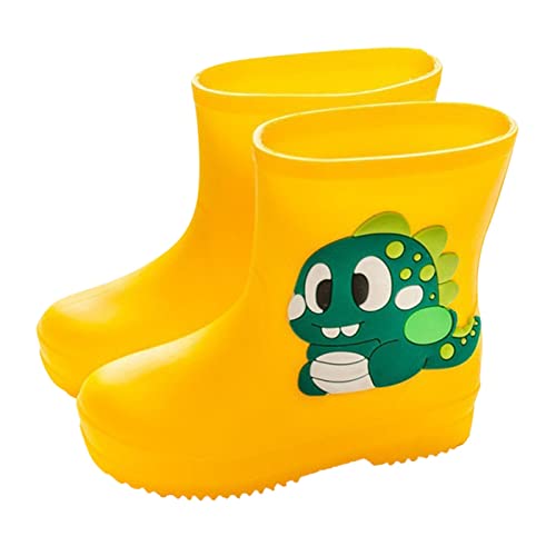 Klassische Regenstiefel PVC Gummi Wasserschuhe wasserdichte Regenstiefel Baby Cartoon Schuhe (Yellow, 21 Infant) von Generisch
