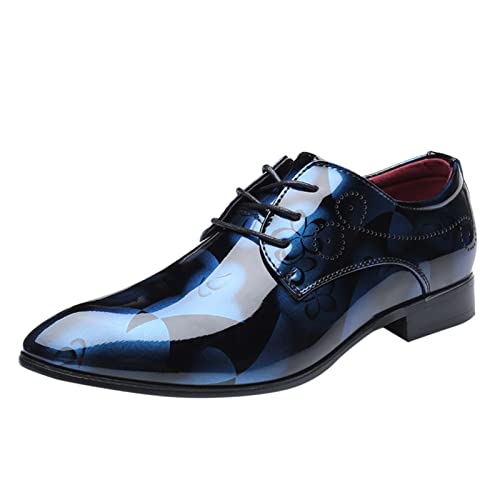Klassische Schuhe für Herren, Schlupfschuh, PU-Leder, niedrige Gummisohle, Blockabsatz, Arbeitsschuhe aus Vollleder für Herren, blau, 44 EU von Generisch