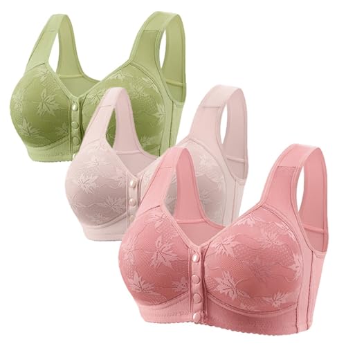 Klassische Spitzen BHS Damen bügellos 3er Pack BH mit Verstellbarem Bustier Komfort Nahtlos BH Set Gepolstert Sexy (Green, S) von Generisch