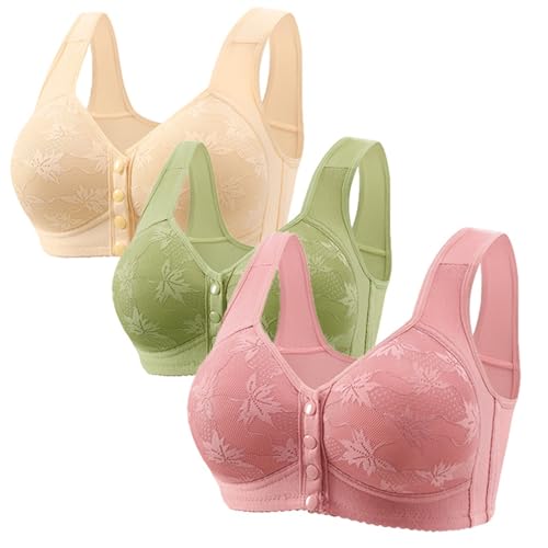 Klassische Spitzen BHS Damen bügellos 3er Pack BH mit Verstellbarem Bustier Komfort Nahtlos BH Set Gepolstert Sexy (Grey, XL) von Generisch
