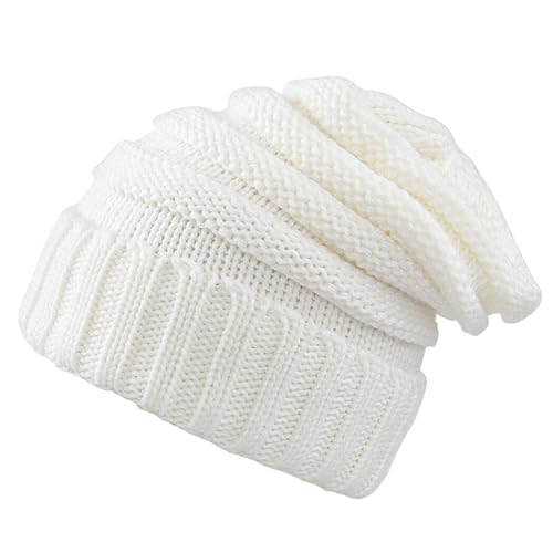 Klassische dehnbare Wintermütze für Herren und Damen, einfarbig, warm, modisch, lässig, Strickmütze, Beanie, atmungsaktiv, grobe Mütze für, Einheitsgröße, Acryl von Generisch