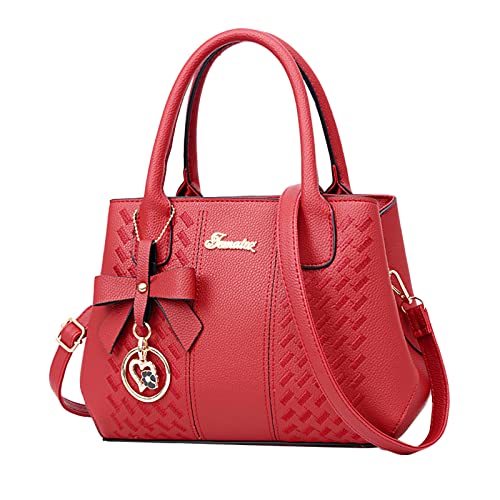 Klassische europäische und amerikanische Mode Mittelmutter Handtasche Damen Geldbörsen und Handtaschen, rot, Einheitsgröße von Generisch