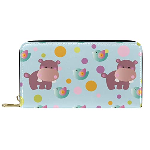 Klassische lange Ledergeldbörse Behemoth Vogel Clutch Reise Münzbörse Kartenpaket Mode Geldtasche für Damen Herren, mehrfarbig, 19x11.5x2.5cm/7.5x4.5x1in, Klassisch von Generisch