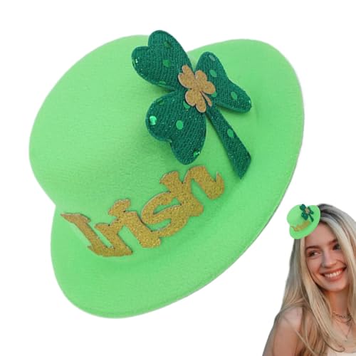 Kleeblatt-Haarspange, St. Patrick's Day Hut-Haarspange,Haarschmuck Lucky Leaves Hutförmige grüne Haarspange - Grüne irische Festival-Haarspangen, vielseitige, exquisite Kleeblatt-Haarspangen für Dinne von Generisch