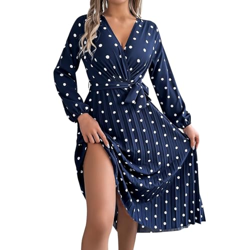Kleid Winter Damen Lang Punkte Plisseekleid Damen V Ausschnitt Maxikleid Damen Elegant Langarm A Linie Kleider mit Gürtel Herbstkleid Gepunktet Wickelkleid Lässig Faltenkleid Frühlingskleid Kleid Winter Damen Lang Punkte Plisseekleid Damen V Ausschnitt Maxikleid Damen Elegant Langarm A Linie Kleider mit Gürtel Herbstkleid Gepunktet Wickelkleid Lässig Faltenkleid Frühlingskleid von Generisch