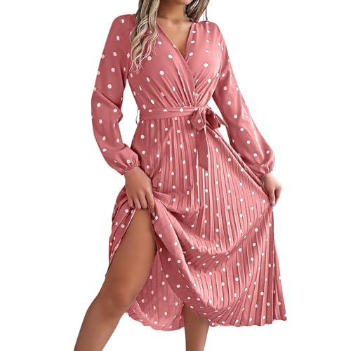 Kleid Winter Damen Lang Punkte Plisseekleid Damen V Ausschnitt Maxikleid Damen Elegant Langarm A Linie Kleider mit Gürtel Herbstkleid Gepunktet Wickelkleid Lässig Faltenkleid Frühlingskleid Kleid Winter Damen Lang Punkte Plisseekleid Damen V Ausschnitt Maxikleid Damen Elegant Langarm A Linie Kleider mit Gürtel Herbstkleid Gepunktet Wickelkleid Lässig Faltenkleid Frühlingskleid von Generisch