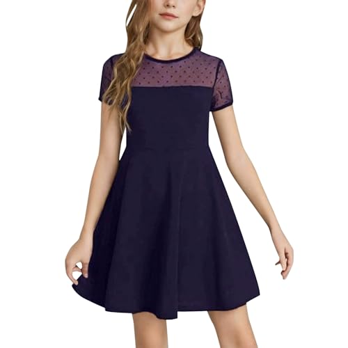 Kleid für Mädchen Kinder A-Linie Siwng Skaterkleid Prinzessin Chiffon Kleider Elegant Langes Abendkleid Boho Freizeitkleid Geburtstag Tüllkleid 4-14 Jahre von Generisch