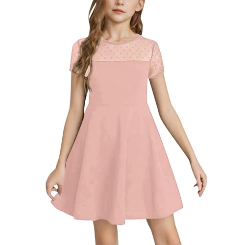 Kleid für Mädchen Kinder A-Linie Siwng Skaterkleid Prinzessin Chiffon Kleider Elegant Langes Abendkleid Boho Freizeitkleid Geburtstag Tüllkleid 4-14 Jahre von Generisch
