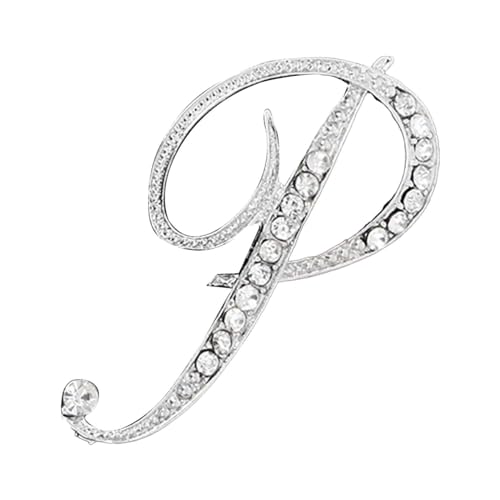 Kleider Clip Pin Elegante 26 Initiale Strass Brosche Für Frauen Silberne Brosche Für Frauen AZ 26 Alphabet Initiale Teenager Mädchen Schmuck (D, One Size) von Generisch