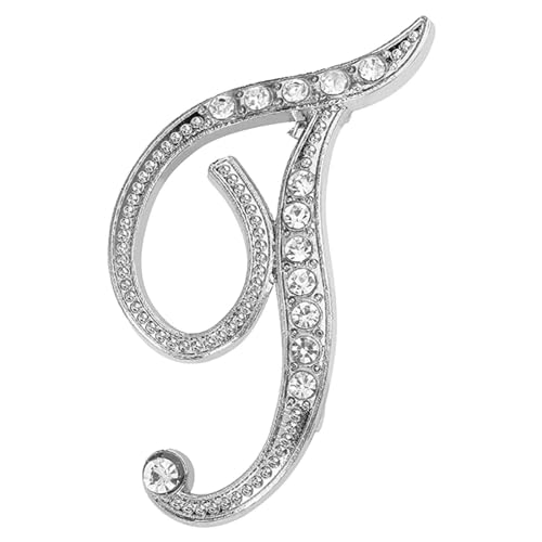 Kleider Clip Pin Elegante 26 Initiale Strass Brosche Für Frauen Silberne Brosche Für Frauen AZ 26 Alphabet Initiale Teenager Mädchen Schmuck (G, One Size) von Generisch