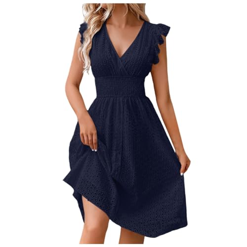 Kleider Damen Sommer, Strandkleid Damen Elegant Einfarbig Spitze Hohl V-Ausschnitt Rüschen Kurze Ärmel Mini Kleid Tunika Kleid Blusekleid Bohemien Kleid Freizeit Kleid Sommer Kleid Minikleid Kleider Damen Sommer, Strandkleid Damen Elegant Einfarbig Spitze Hohl V-Ausschnitt Rüschen Kurze Ärmel Mini Kleid Tunika Kleid Blusekleid Bohemien Kleid Freizeit Kleid Sommer Kleid Minikleid von Generisch