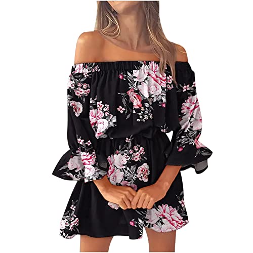 Kleider Damen Sommer Freizeit Kleid Wickelkleid Italienische Lang Sommerkleid Sommerkleider Elegant Strandkleider Strandkleid Hemdblusenkleid Boho Kleidung Leicht Und Luftig Summer Dress von Generisch