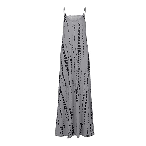 Kleider Damen Sommer Lang Maxikleider Elegant V Ausschnitt Sommerkleid A Linie Träger Sommerkleider Damen Leicht Und Luftig Strandkleid Ärmellos Maxi Kleider Spaghettiträger Trägerkleid Dünne von Generisch