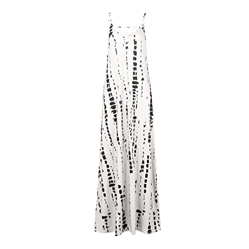 Kleider Damen Sommer Lang Maxikleider Elegant V Ausschnitt Sommerkleid A Linie Träger Sommerkleider Damen Leicht Und Luftig Strandkleid Ärmellos Maxi Kleider Spaghettiträger Trägerkleid Dünne von Generisch