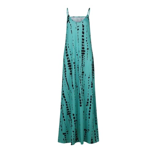 Kleider Damen Sommer Lang Maxikleider Elegant V Ausschnitt Sommerkleid A Linie Träger Sommerkleider Damen Leicht Und Luftig Strandkleid Ärmellos Maxi Kleider Spaghettiträger Trägerkleid Dünne von Generisch